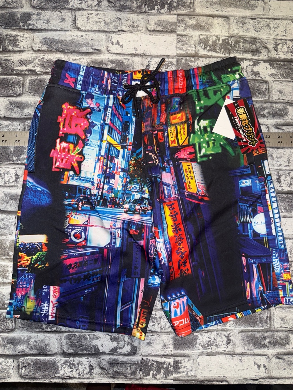 Fresh Prints Tokyo Neon City Graphic Shorts Mens Small NWT Streetwear
